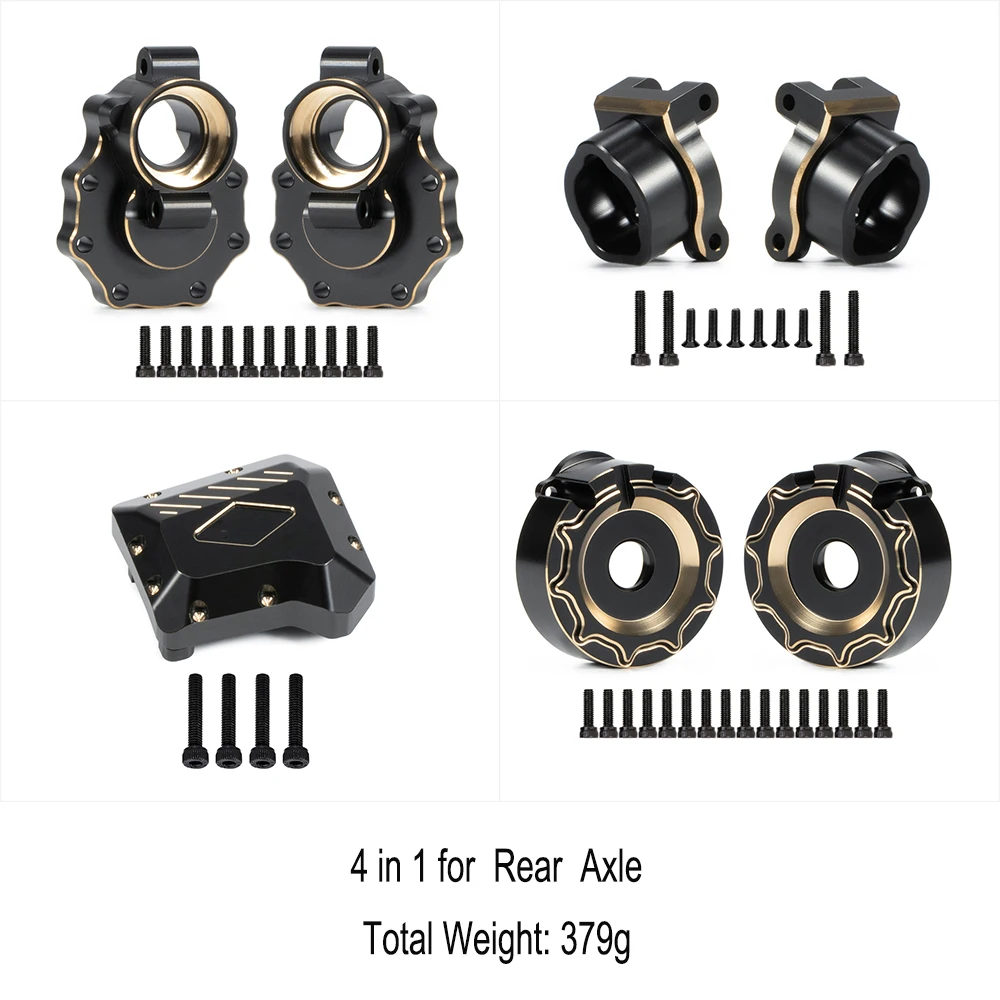 TRX4สีดำทองเหลืองน้ำหนัก Portal Axle Housing บล็อกล้อ Diff สำหรับ1/10 RC Crawler TRX-4 Bronco TRX6 G63อัพเกรดอะไหล่