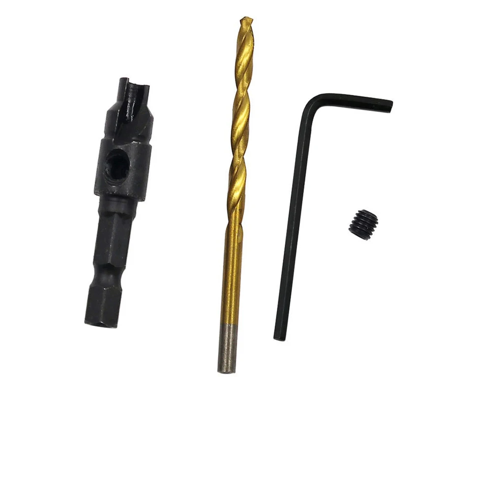 Taladro avellanador de vástago hexagonal 1/4, juego de brocas para carpintería, agujeros piloto de perforación para tamaños de tornillos #5 #6 #8