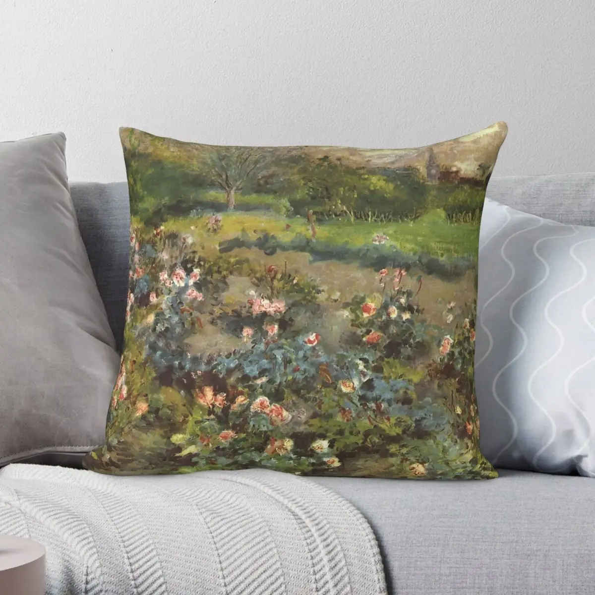 Pierre-Auguste Renoir Garden Square Pillowcase Polyester Linen Velvet Printed Zip Decor Throw Pillow Case Home Cushion Cover