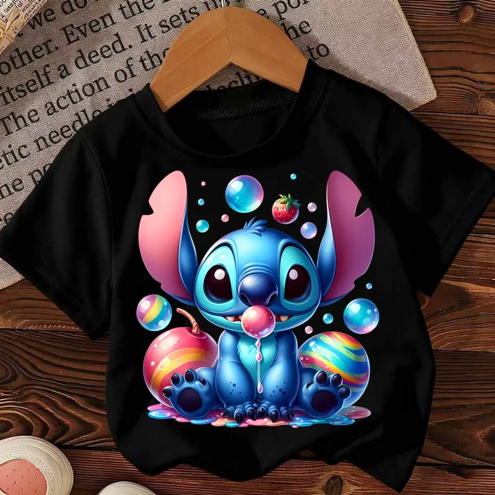 ديزني غرزة 100٪ قطن تي شيرت لطيف زوجين ملابس الوالدين والطفل الصيف موضة عادية مريحة للأطفال تي شيرت