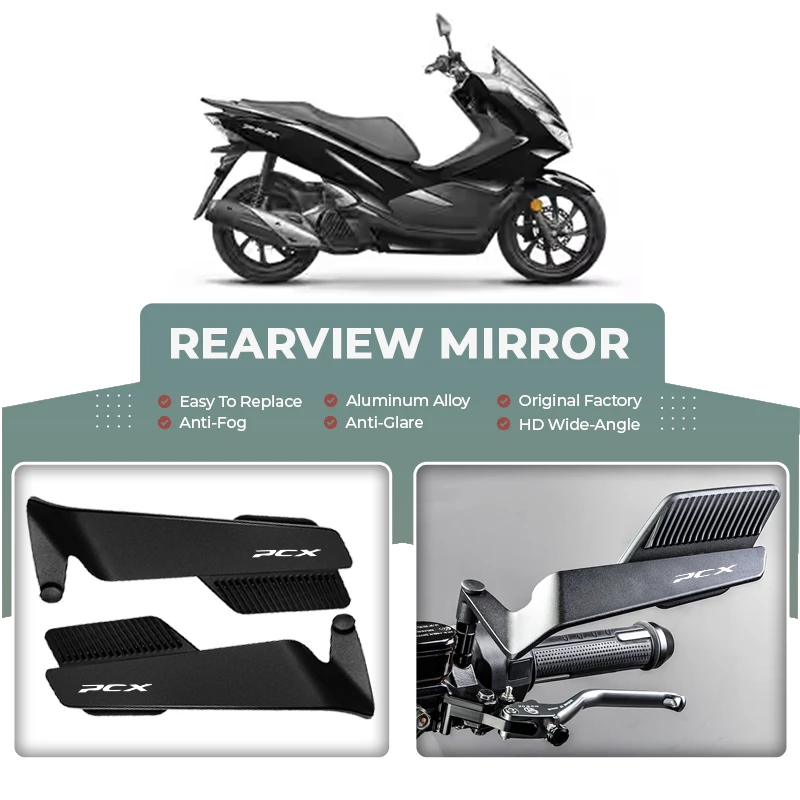 A Pair 360° Adjustable Rearview Mirror Anti-glare Alloy Wind Wing For  PCX HONDA PCX125 PCX150 PCX 125 150 ADV150 Convex Mirror