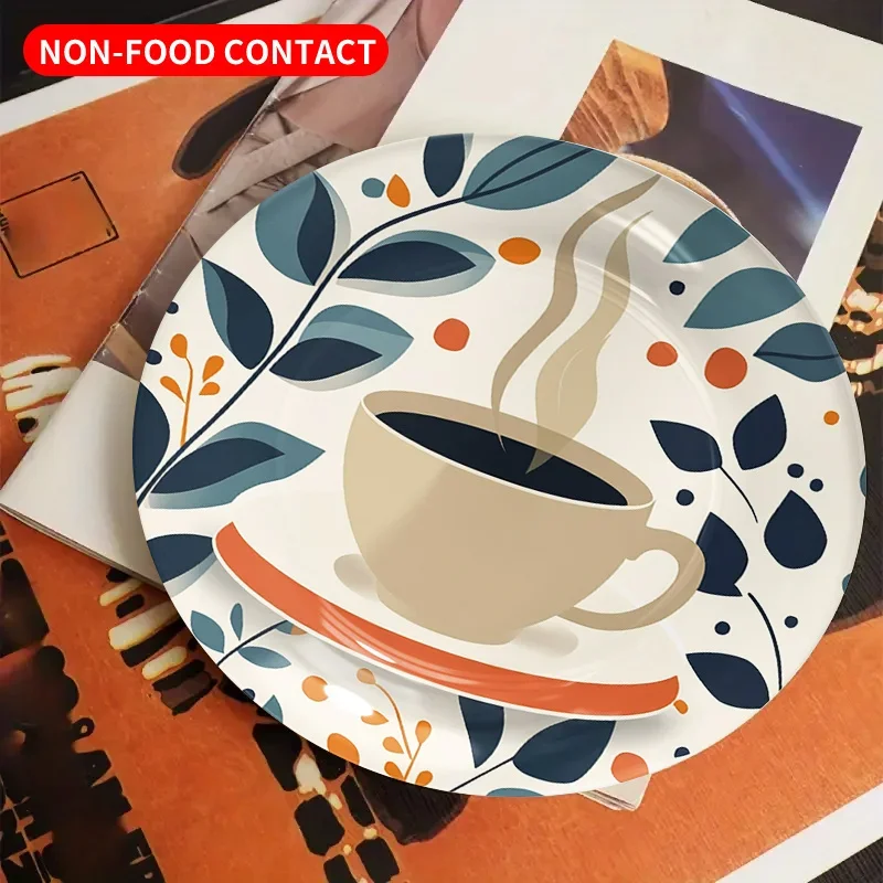 1pc Vintage Floral Ceramic Wall Plate & Decorative Serving Tray - 8-Inch Round (8.0inch) Non-Food Contact Durable Ceramic Dish