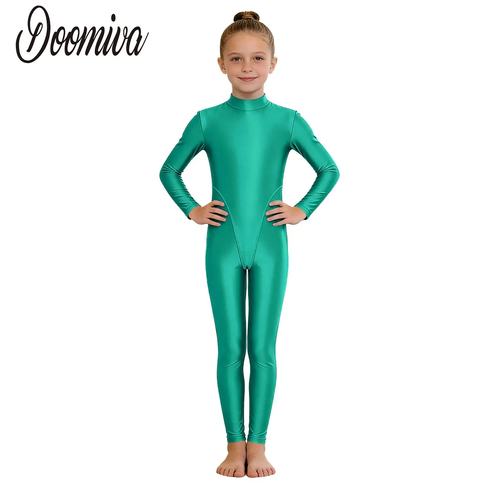 

Kids Girls Ballet Dance Full Body Leotard Jumpsuits Long Sleeve Zip Workout Jumpsuit Unitard Yoga Rhythmic Gymnastics Dancewear