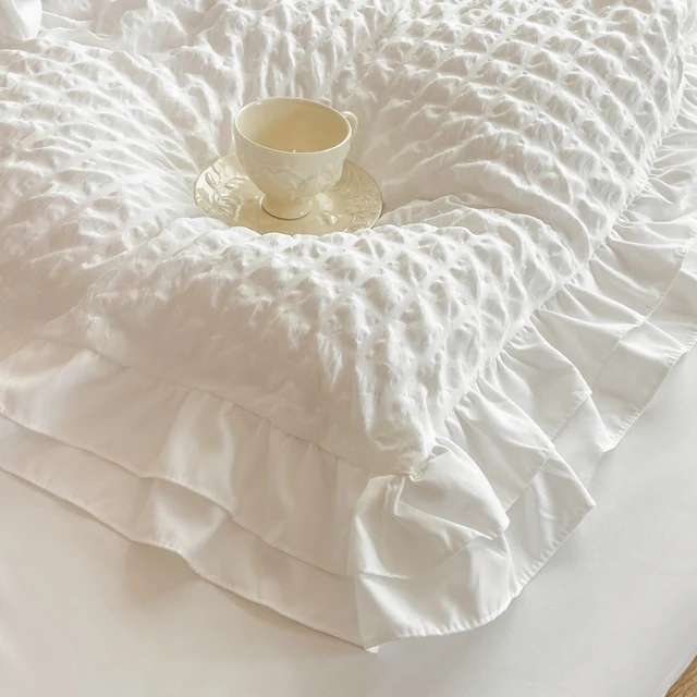 3pcs Korean lace Bedding set seersucker Duvet Cover Set (1*Duvet Cover + 2*Pillowcase, Without Core)for bedroom guest room 6