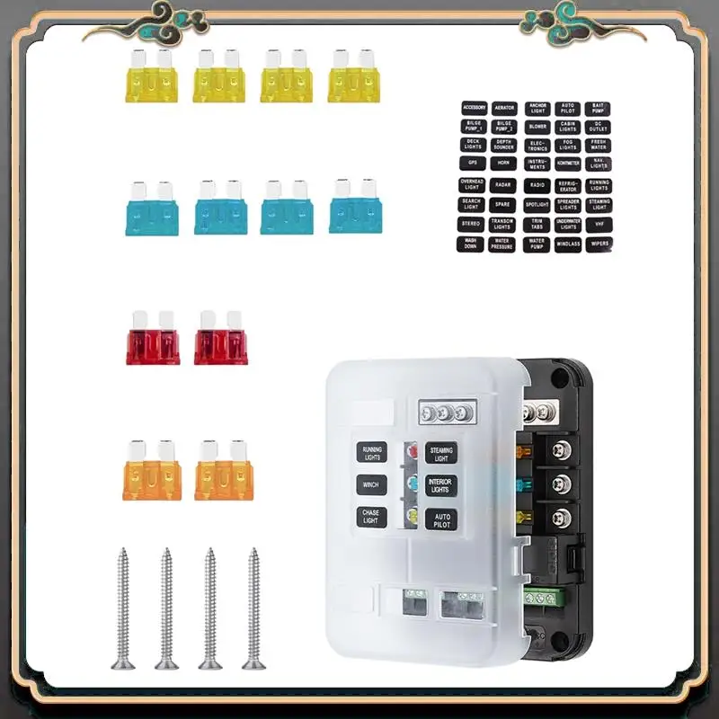 

M45K-6-позиционный блок предохранителей, блок предохранителей со светодиодным индикатором, водонепроницаемая крышка, панель для автомобиля, морской лодки, автофургона, прицепа, грузовика, фургона