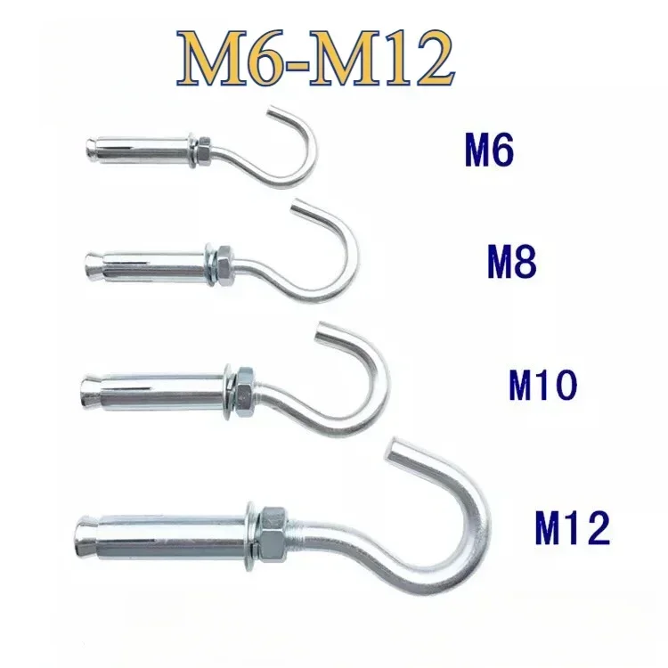 4pcs M6 M8 M10 M12 304 Stainless Steel Expansion Hook Expansion Screw Hook Well Cover Inspection Well Net Pull Explosion Hook