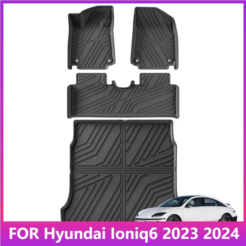 

Коврики для Hyundai Ioniq6 2023 2024, автомобильные коврики, грузовая подкладка, багажник, TPE 3D, водонепроницаемая, всепогодная, с левым рулем