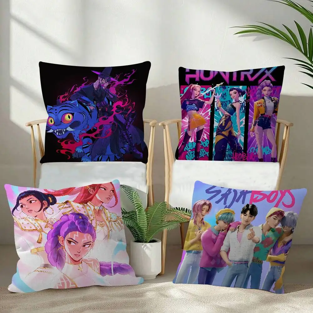 Cartoon Movie K-Pop Demon Kop-Hunters Pillow Case Plush Fabric Soft Double Sided Print Sofa Cushion Cover Throw Pillow Covers