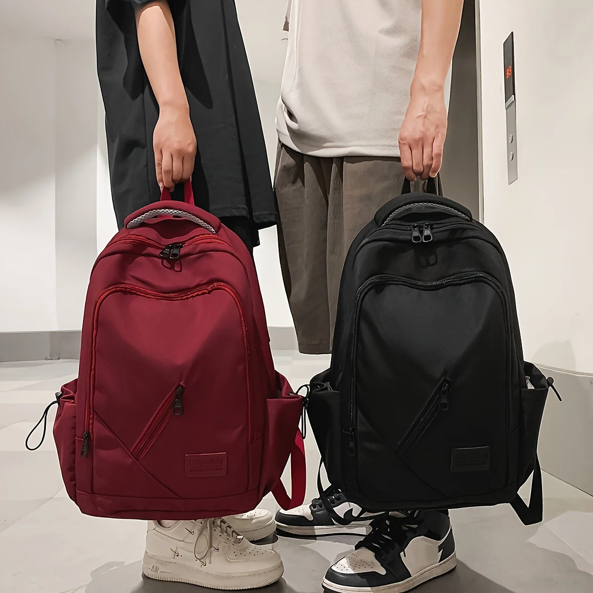 Solid Color retro Backpack Women\'s New fashion Casual School Bag Male College Student High School Backpack