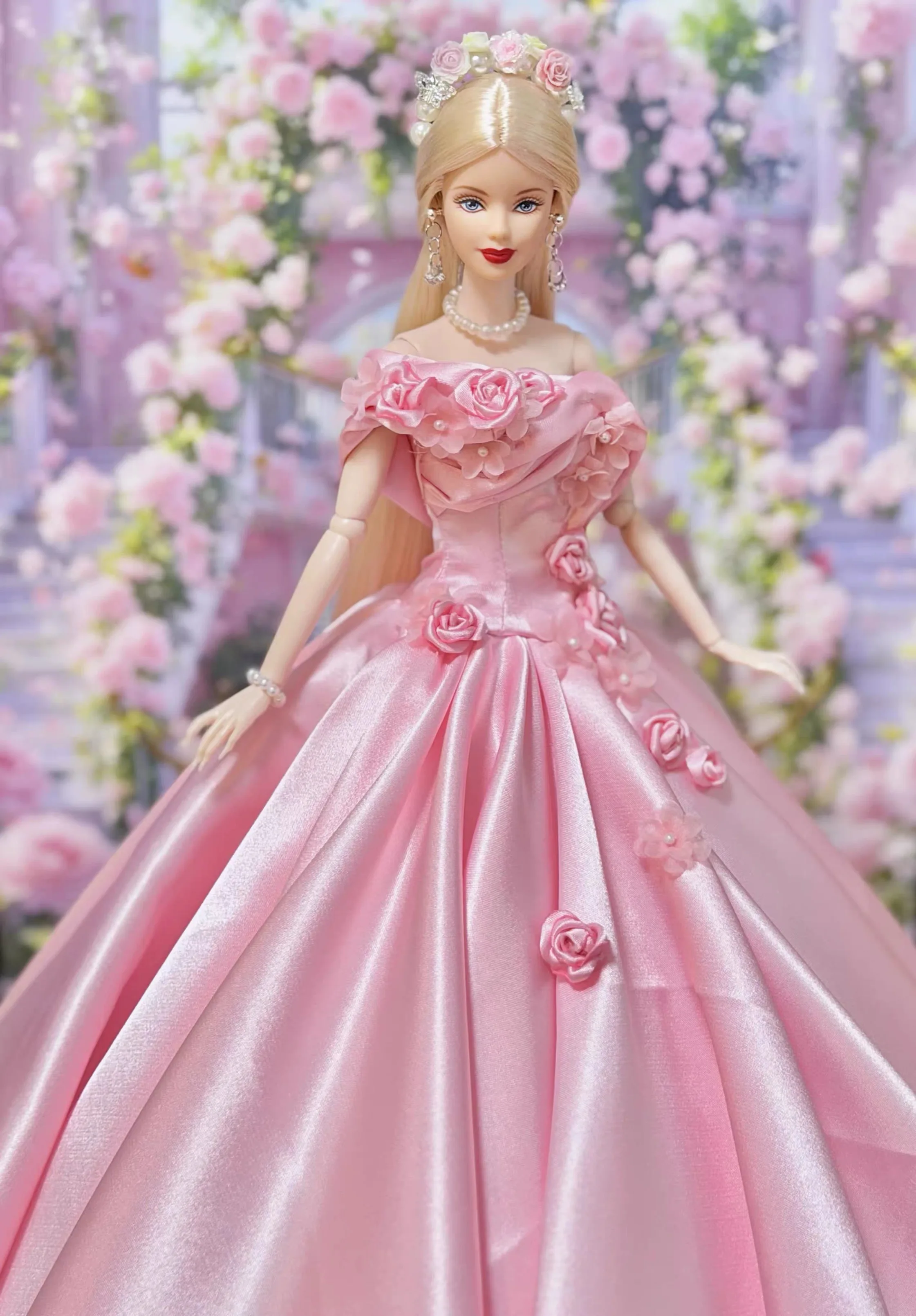 

Senior Sense Pink Elegant French Evening Gown Luxury Flower Fairy Dresses 30cm Doll Clothes Accessories For 1/6 Supermodel Doll