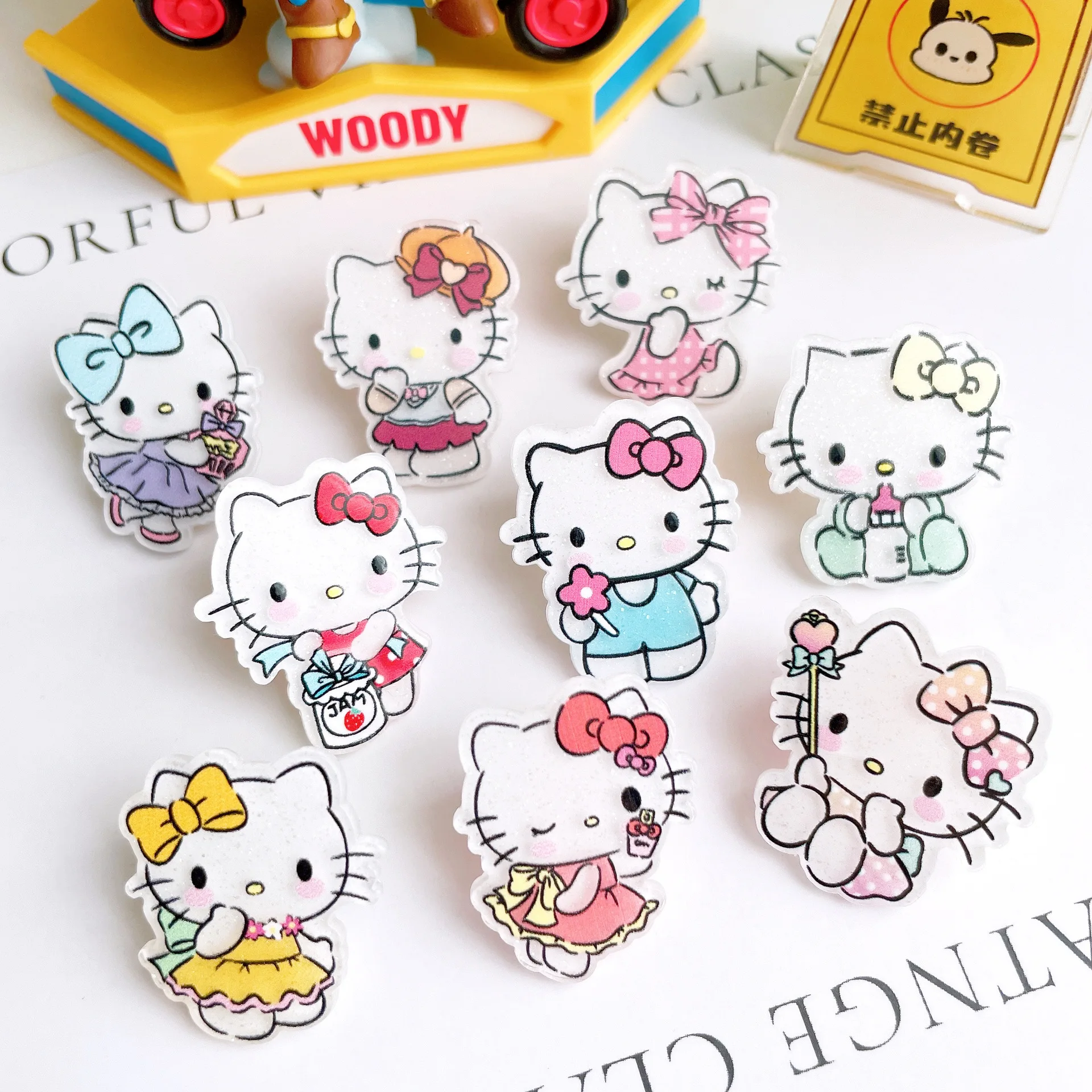 10Pcs New Acrylic Kawaii Cute Cartoon animal Sticker Series Clip Book DIY Fashion Hairpin Decoration Crafts