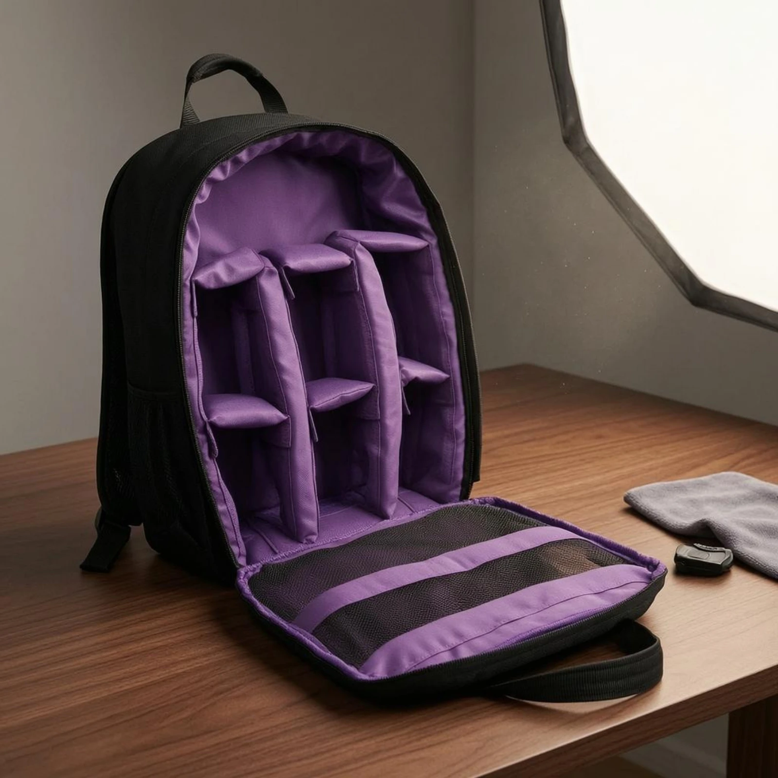 DSLR Camera Backpack Front Opening Padded Camera Backpack Photo Storage Mesh Pocket Safeguarding for Photographers