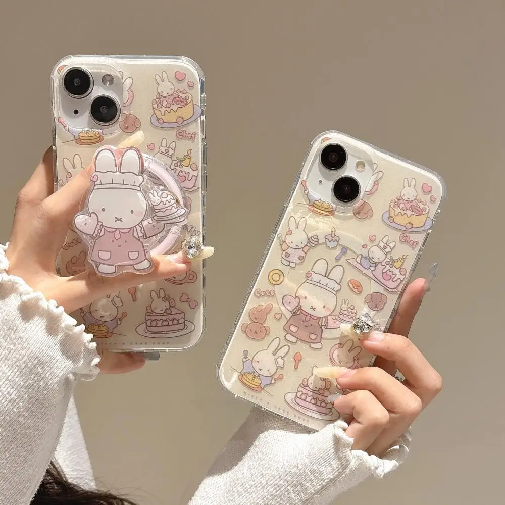 

Miffy Rabbit Magnetic Phone Case Kawaii Cartoon Dessert Miffy Suitable for Iphone 14 Promax Phone Case Fall Prevention