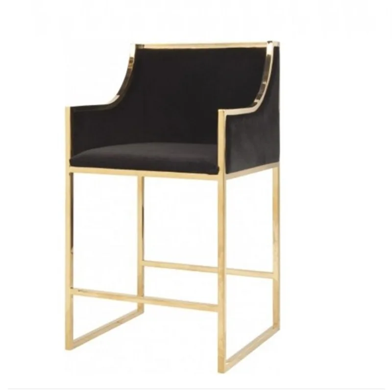 Stainless steel bar chair model room high-end bar chair
