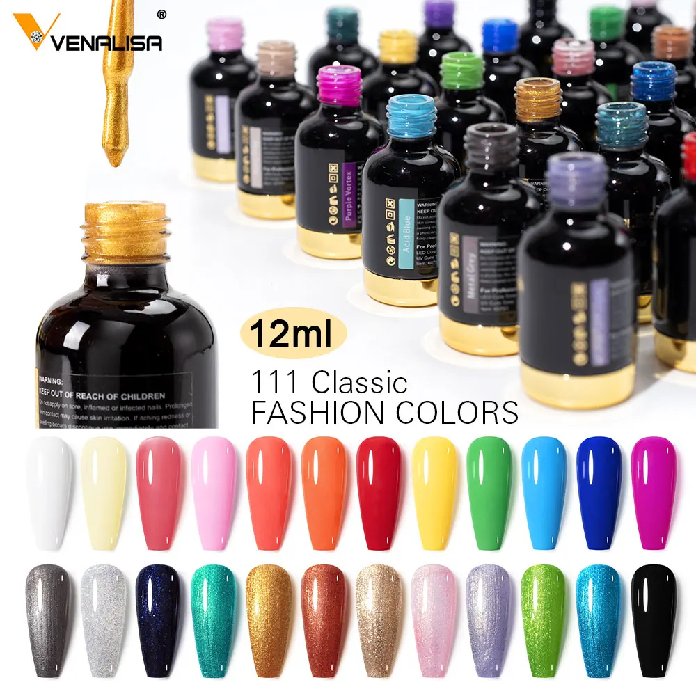 12ml Venalisa Glitter Gel Polish Self Levelling Super Texture Nail Manicure Soak Off UV LED Gel Lacquer Tempered Nowipe Top Coat