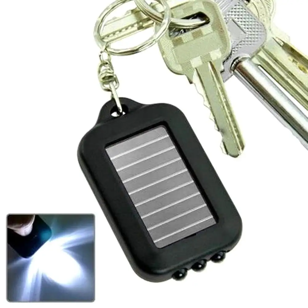 1/2/3Pcs Solar Flashlight Keychain Electric Torch High Hardness Outdoor Plastic Solar Energy Powered Torch Keychain Accessories