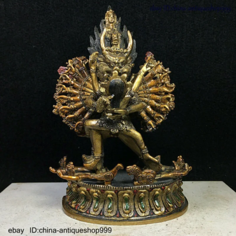 China Tibet Buddhism Temple Bronze Gilt Buddha Statue 9019