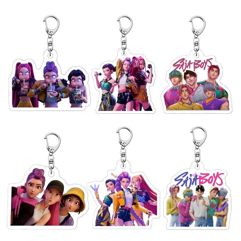 2026@@K-pop Demon HHunters Keychains Huntrix Korean Anime Cartoon Key Chains Kpop Backpack Hanging Pendant Ssaja Boyyys Keychain