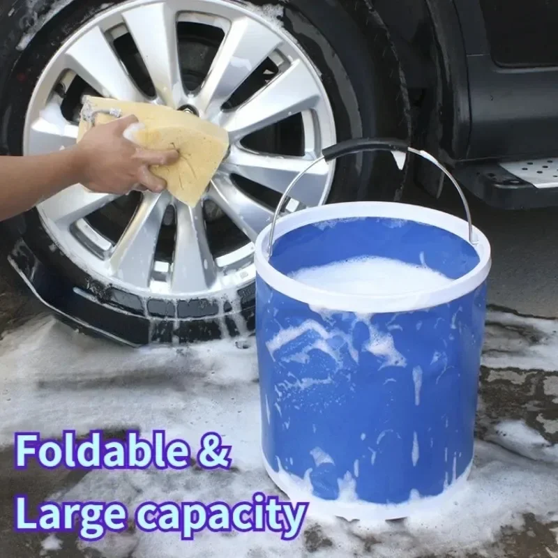 Foldable Bucket Bucket for Car Washing, Multifunctional Portable Collapsible Water Bucket for Camping Fishing Boating Cleaning