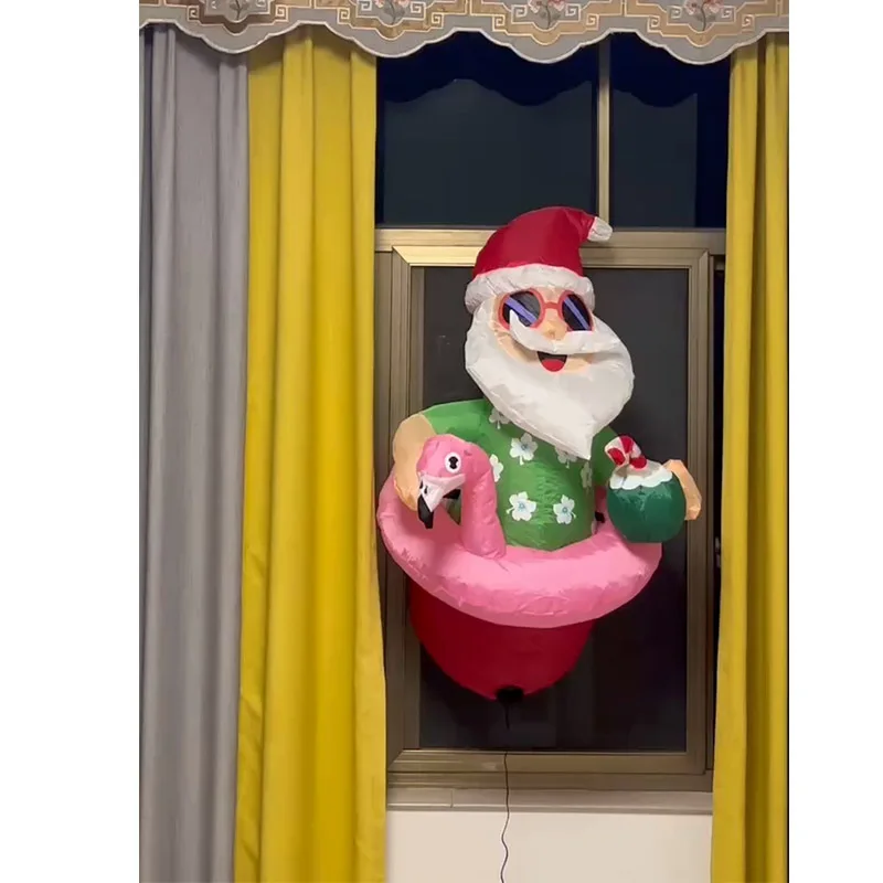 Glowing Santa Claus Christmas Tree Lights Snowman with Penguin Yard Decoration Inflatable Mold