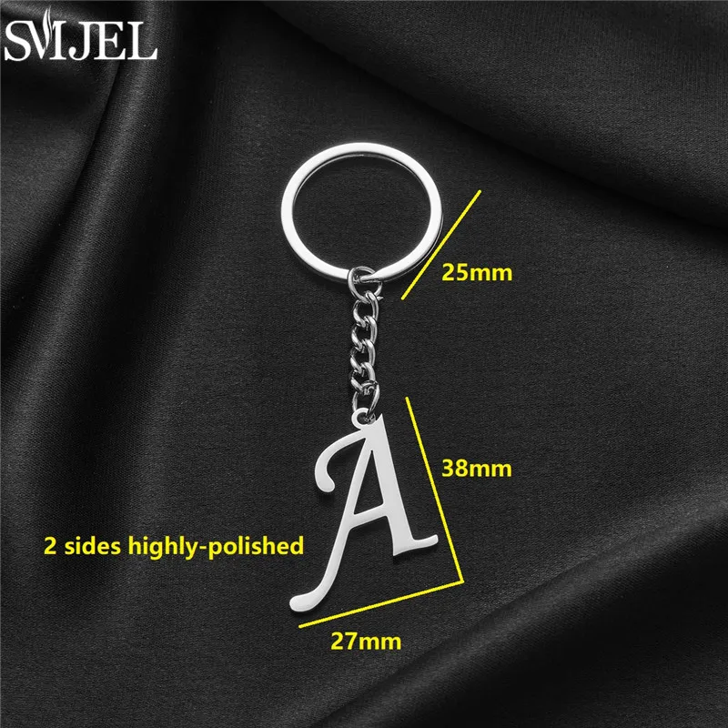 Creative Metal Keychain A-Z Initial Key Ring 26 Capital Letter Key Chains for Women Men Handbag Accessorie Car Keys DIY Jewelry