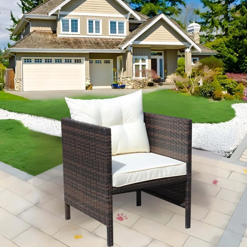 Dining Chairs With Cushions Suitable For Placing On Balconies Or Gardens Beige Cushion