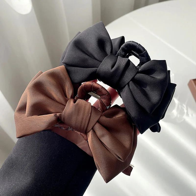 Luxuriöse Satin-Haarspangen mit Schleife - Übergroße Stoff-Haarklammern für Damen, Elegante Haaraccessoires