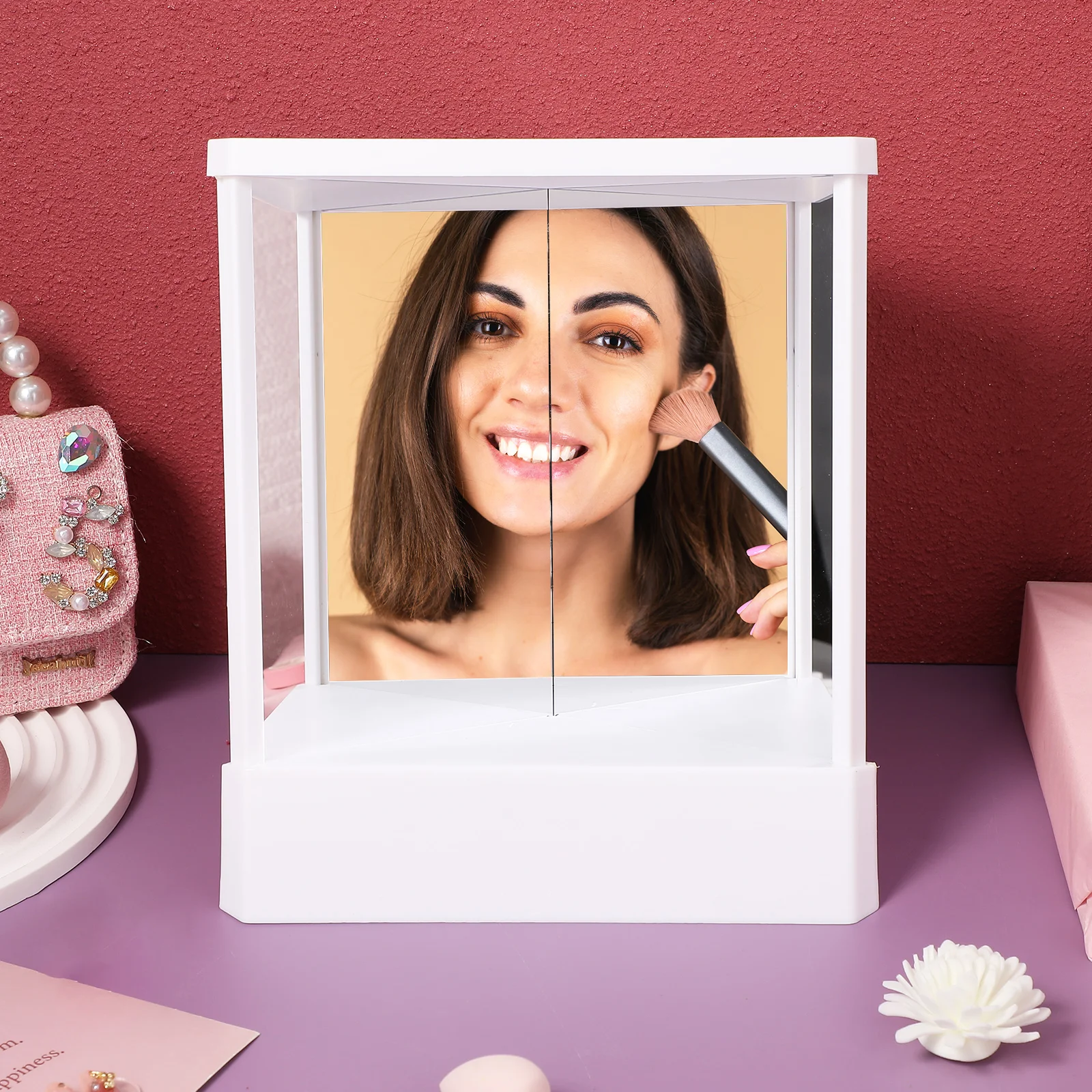 

Makeup Table Mirror for Desk Vanity Inverted Dress Desktop Beauty Countertop Mirrors Dressing