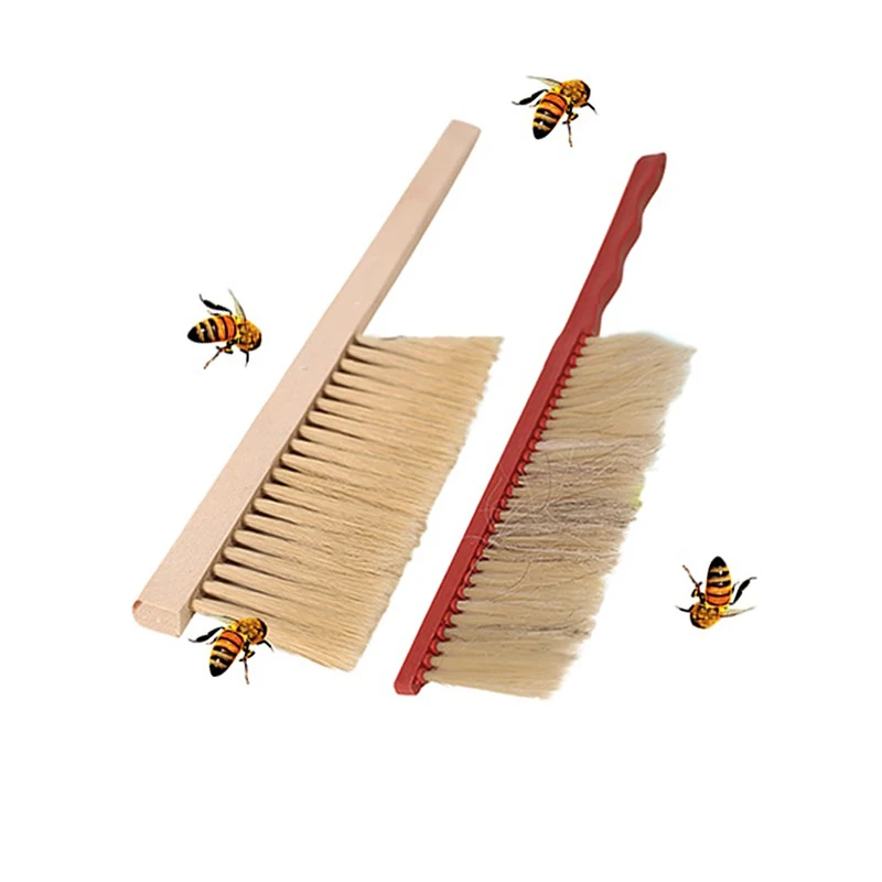 

1PCS Beekeeping Tools Wood Honey Brush Wasp bee Sweep Two Rows Of Horse Tail Hair New Bee Brush Beekeeping Equipment