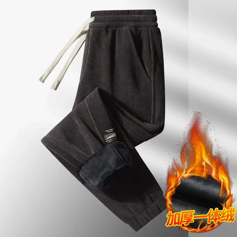 Men's Winter Pants Warm Fleece Brush Trousers Thickened and Warm Cotton Plush Sports Pants High Quality Streetwear Harem Pants