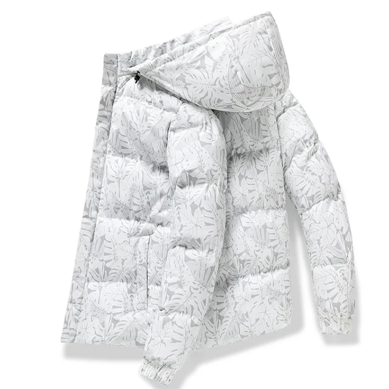 Мужская морозостойкая парка с цветочным принтом, зимняя куртка-пуховик с хлопковой подкладкой, мужские теплые камуфляжные толстые пуховые куртки с капюшоном