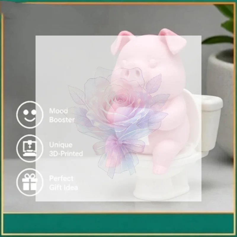 Funny Tissue Holding Pig Figurine 3D Printed Toilet Sitting Design Cute Decor for Bathroom New Home Gift