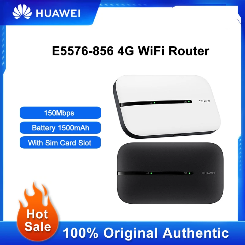 Modem WiFi kartu Sim Huawei E5576-856, MiFi Router 150Mbps asli tidak terkunci, Repeater nirkabel baterai 1500mAh Hotspot saku