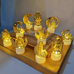 Eid Mubarak Decorative Raya Flameless LED Candles Lights Moon Star Night Lamp Gift For Ramadan Home Table Party DIY Supplies