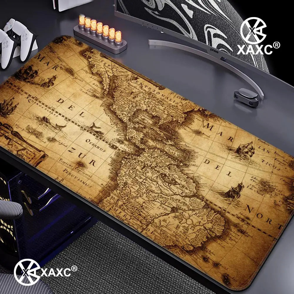 Retro navigation Map Art XAXC Mouse Pad Large Gaming Mouse Pad HD Print Waterproof XXL Desk Mat For PC Laptop Non-slip Desk Mat