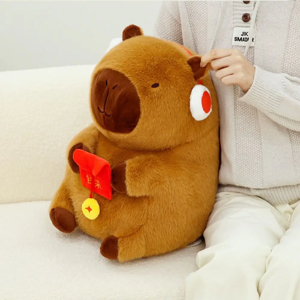 

New Year Style Capybara Plush Doll Red Packet Stuffed Simulation Capybara Toy PP Cotton Soft Stuffed Capybara Doll Christmas Toy