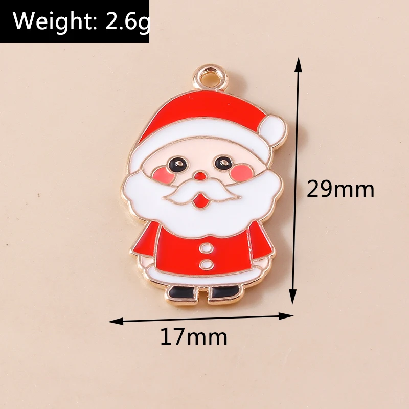 20 Stück 17x29mm Cartoon Emaille Weihnachtsmann Anhänger für Schmuckherstellung, Ohrhänger, Halsketten, DIY Bastelbedarf – Detail 1