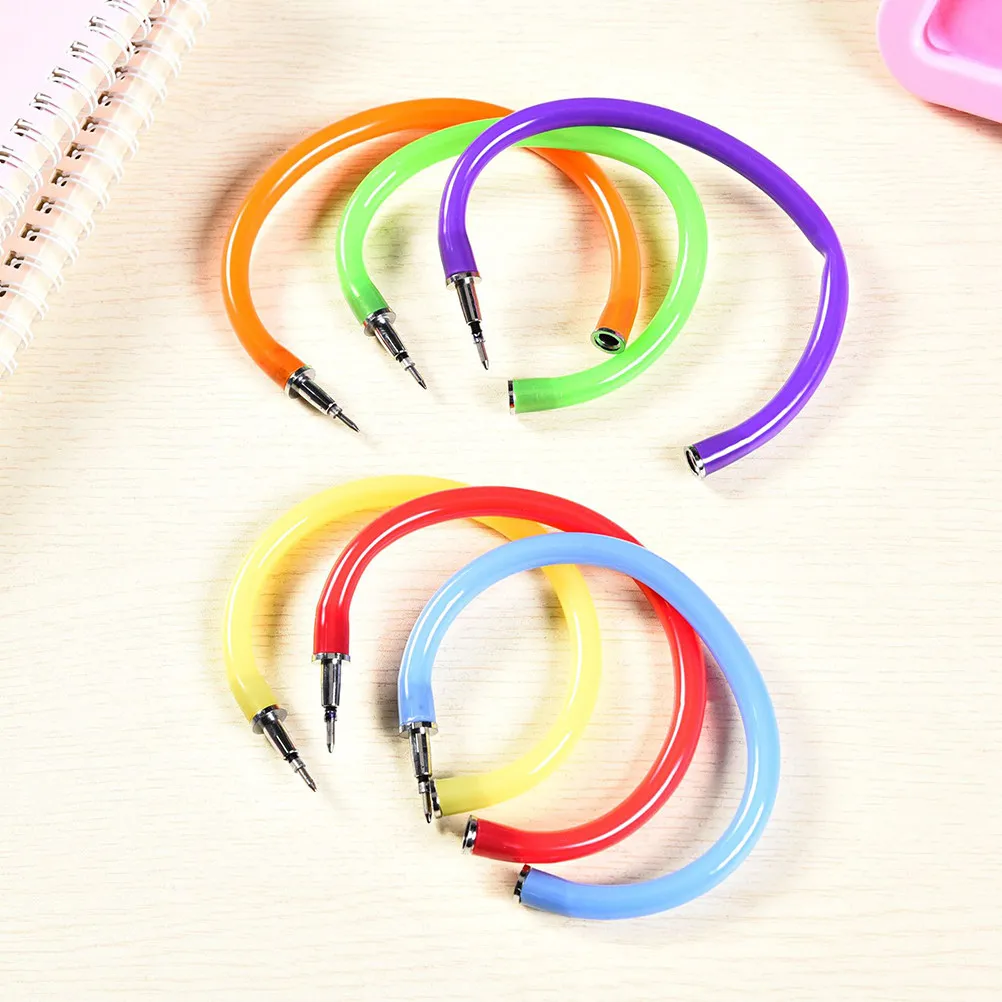 

10Pcs Flexible Bracelet Pen Vibrant Colors Smooth Writing Ballpoint for Kids School Office Portable Stationery Set