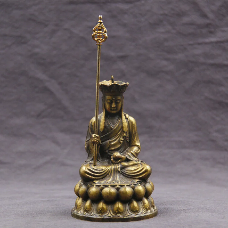 

3.8" Chinese old bronze handicraft Tibetan Buddhism Ksitigarbha Buddha statue