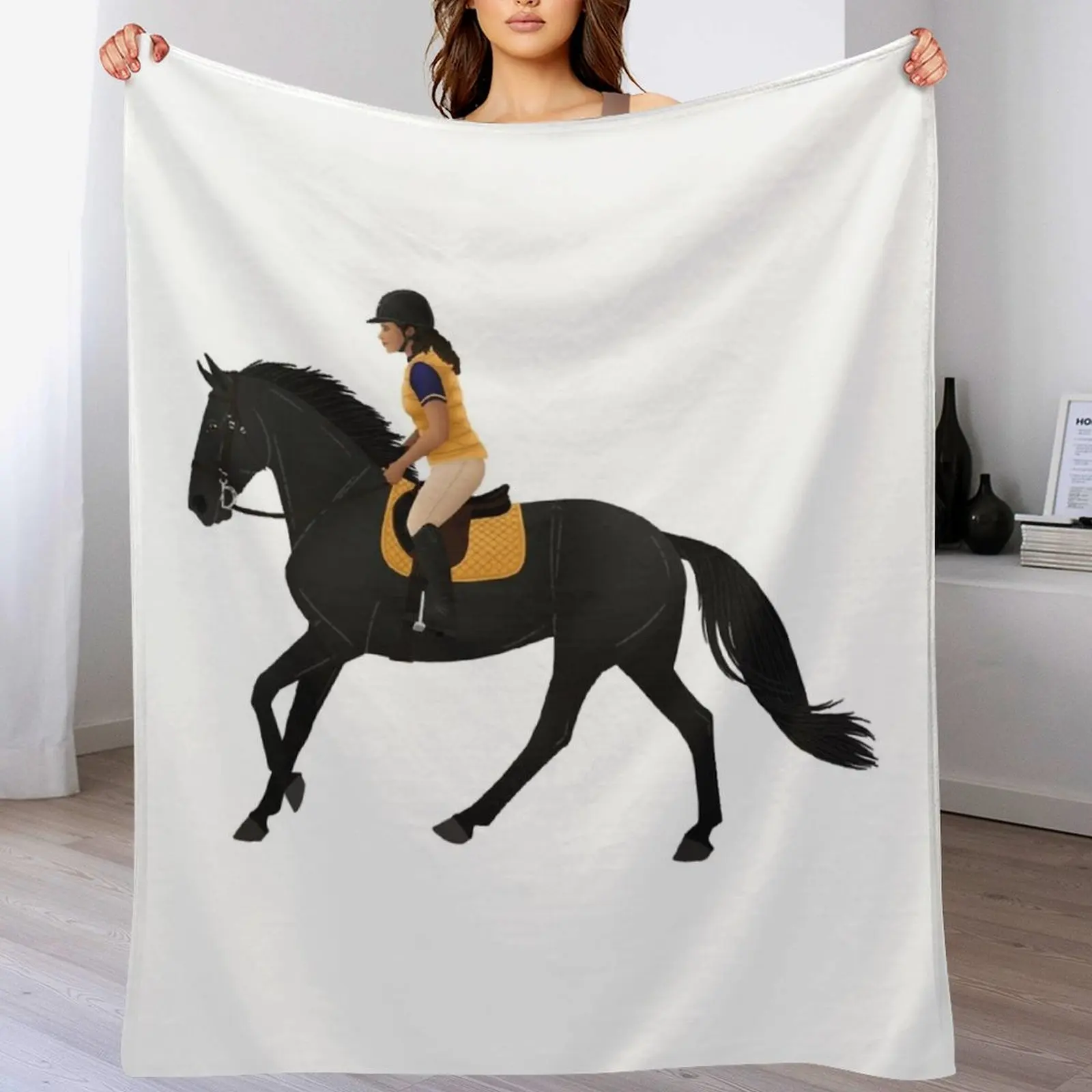 Zoe and Raven from Free Rein - Equine Rampaige Throw Blanket