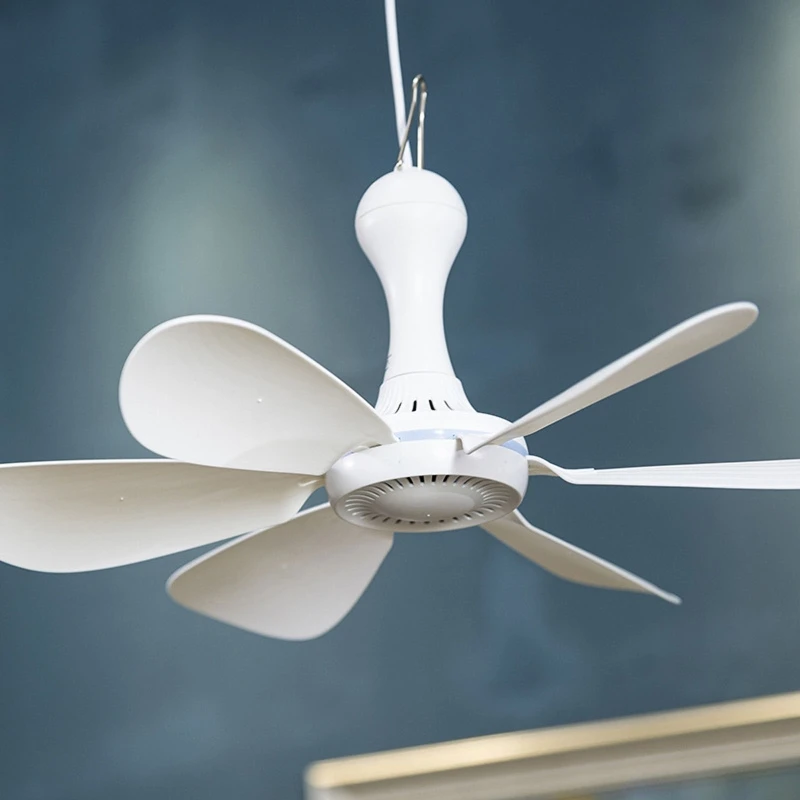 USB 5V Ceiling Fan 6 Leaves 16.5in Silent Hanging Fan for Dormitory Room Household Home 5W Powered By Powerbanks PC