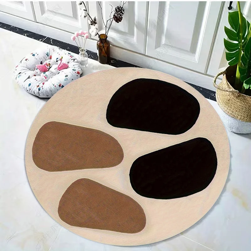 Four-color block assembly Flannel-printed round floor mats are slip-resistant Suitable for living bedroom terrace garden carpets