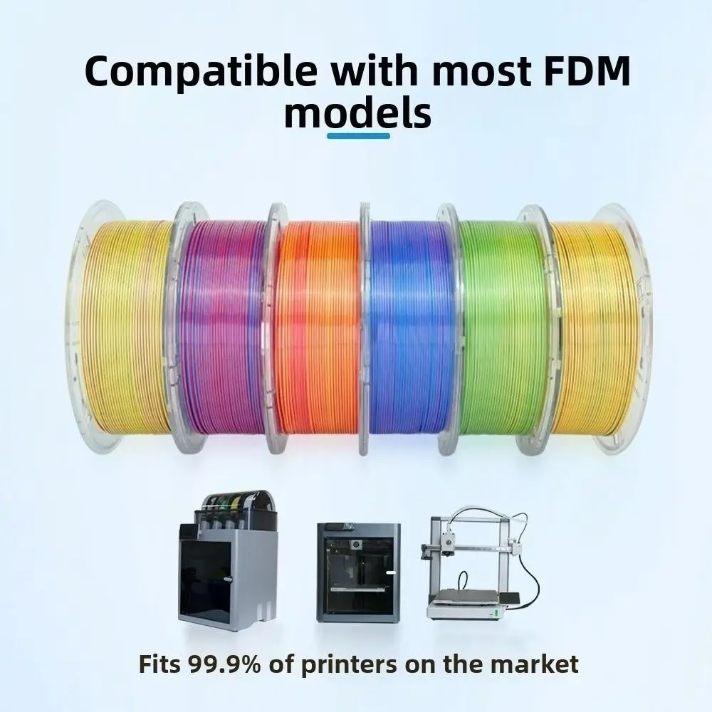 Universal 1.75mm 3D Printer Filament Rainbow Color PLA PLA Filament Layer Adhesion Multi-Color PETG Filament Artistic Use 6