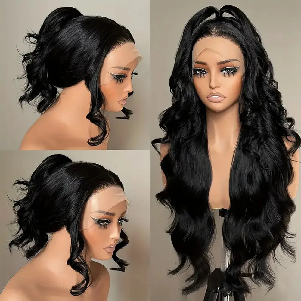 ボディウェーブナチュラルカラーウィッグ 女性用 5x5 13x4 13x6 レースウィッグ 人毛 200密度 生え際処理済み