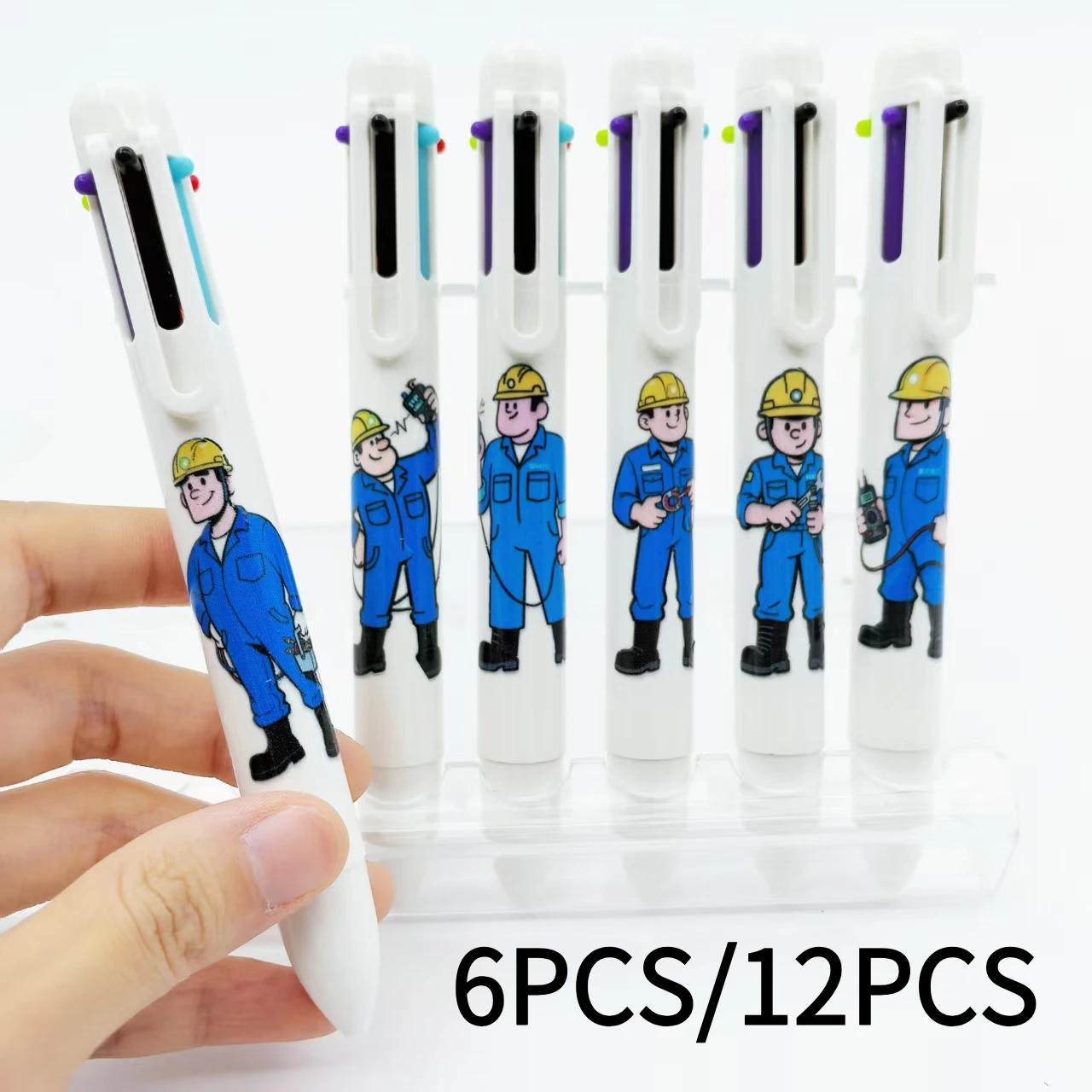 

6PCS/12PCS multi-color ballpoint pens for electrician theme work record writing, convenient and unique color ballpoint pens