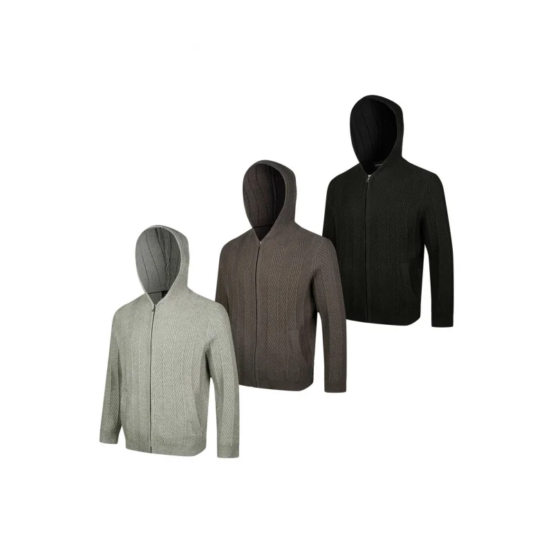 

EME Вязаный свитер в стиле ретро в стиле рафии, повседневный текстурированный свитер Cleanfit25, осенне-зимний свитер с капюшоном, куртка