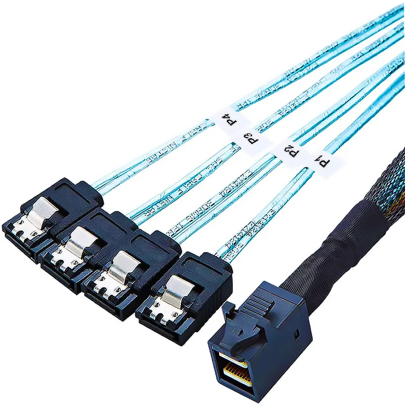 Mini SAS HD Cable SFF 8643 to 4xSATA 7Pin Cable - Mini SAS Cables with Sideband, Compatible with 12Gbps