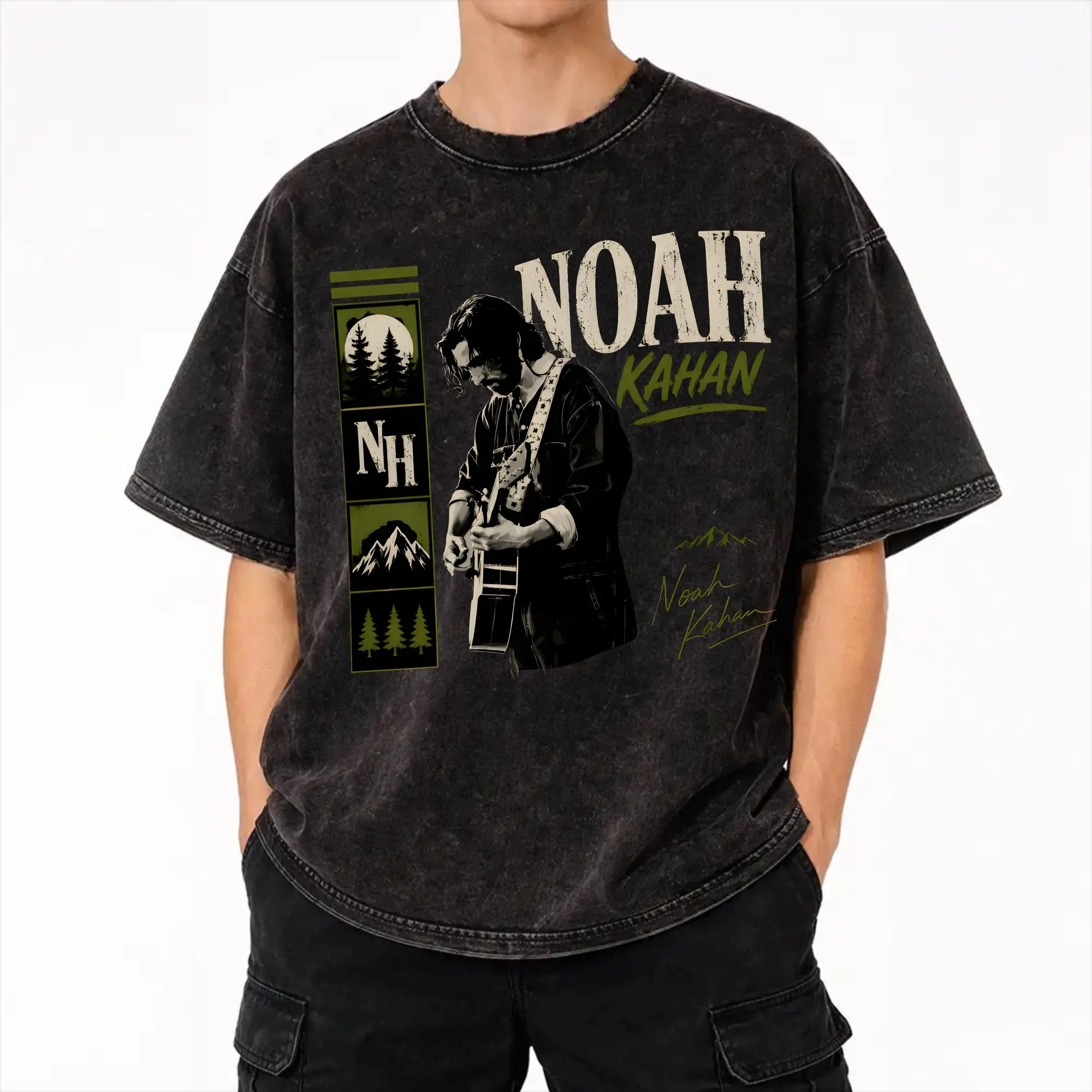 Noahs Kahans The Great Divide Tour 2026  Outfit Washed T Shirt Men Women Streetwear Hip Hop T-Shirts Summer  Tee Shirt