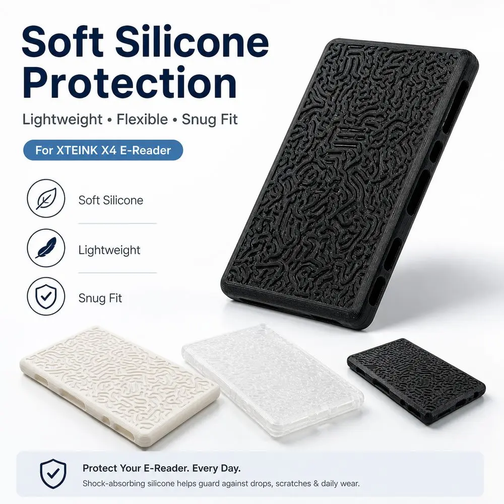 New Silicone EBook Reader Case Lightweight Flexible E-Reader Cover Soft Shell Decorative Cover for XTEINK X4 E-Reader Protection