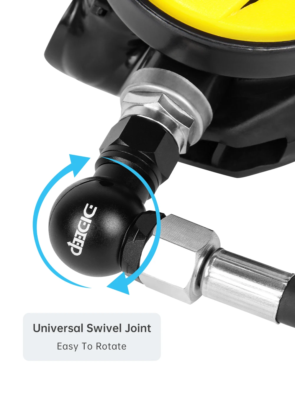 DIDEEP 360-Grad-drehbarer Schlauchregler-Adapter für Tauchzubehör, Zweistufiger Regleranschluss aus Aluminiumlegierung – Detail 4
